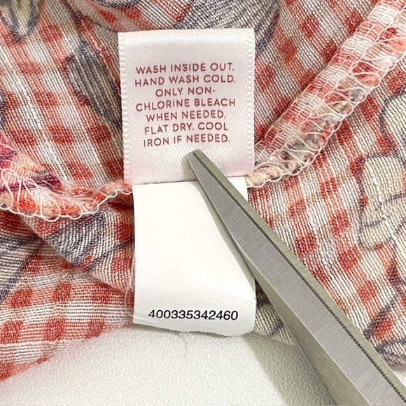 Lauren Conrad Gingham Floral Square Neck Peasant Top Long Sleeve Boho Blouse XS - Picture 11 of 11